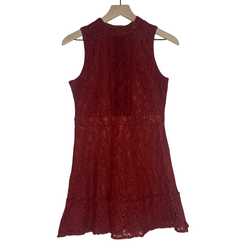 Blue Pepper Lace Floral Burnt Orange Dress